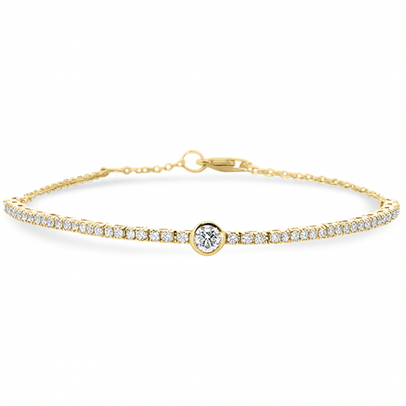 SPECIAL!.80ct G SI 14K Yellow Gold Round Cut Diamond Tennis Chain Bracelet 7" Long