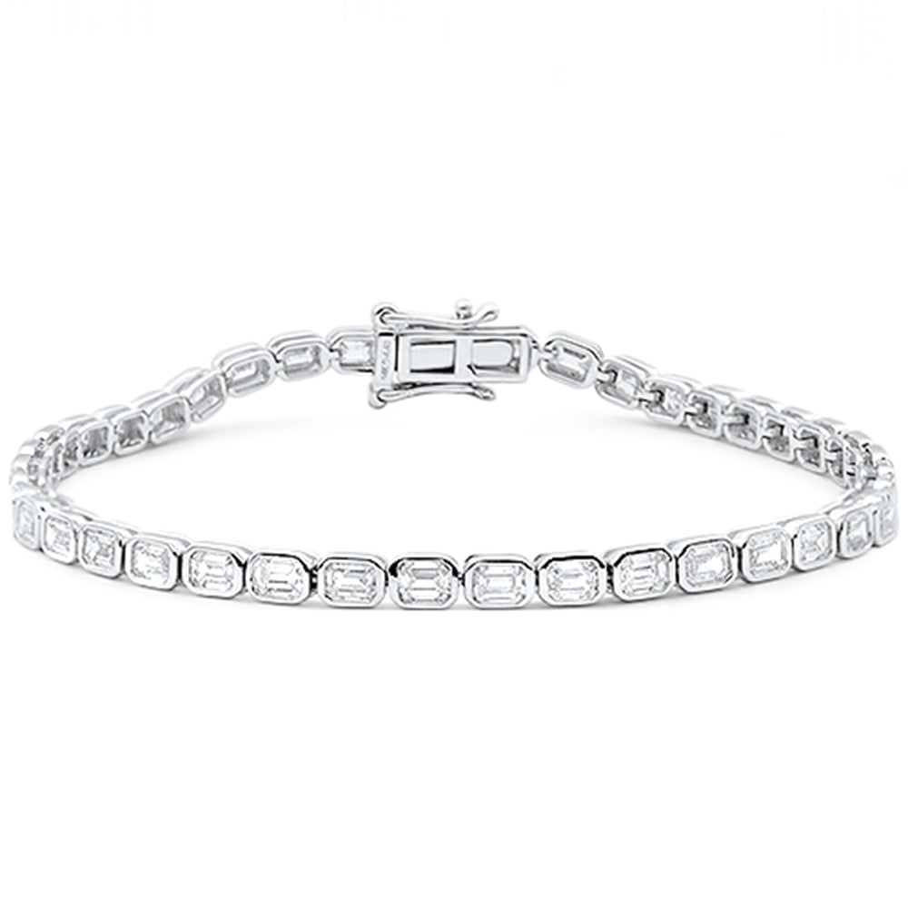 SPECIAL!4.40ct G SI 14K White Gold Emerald Cut Diamond Bezel Set Tennis Bracelet 7" Long