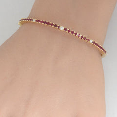 SPECIAL! 1.72ct G SI 14K Yellow Gold Diamond & Ruby Gemstone Bangle Bracelet