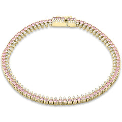 SPECIAL! 3.75ct G SI 14kt Yellow Gold Diamond & Pink Sapphire Gemstone Elegant Tennis Bracelet 7" Long
