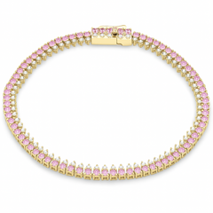SPECIAL! 3.75ct G SI 14kt Yellow Gold Diamond & Pink Sapphire Gemstone Elegant Tennis Bracelet 7" Long
