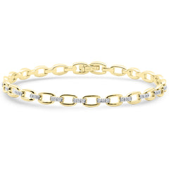 SPECIAL! .49ct G SI 14kt Yellow Gold Diamond Square Link Bracelet 7.5" Long
