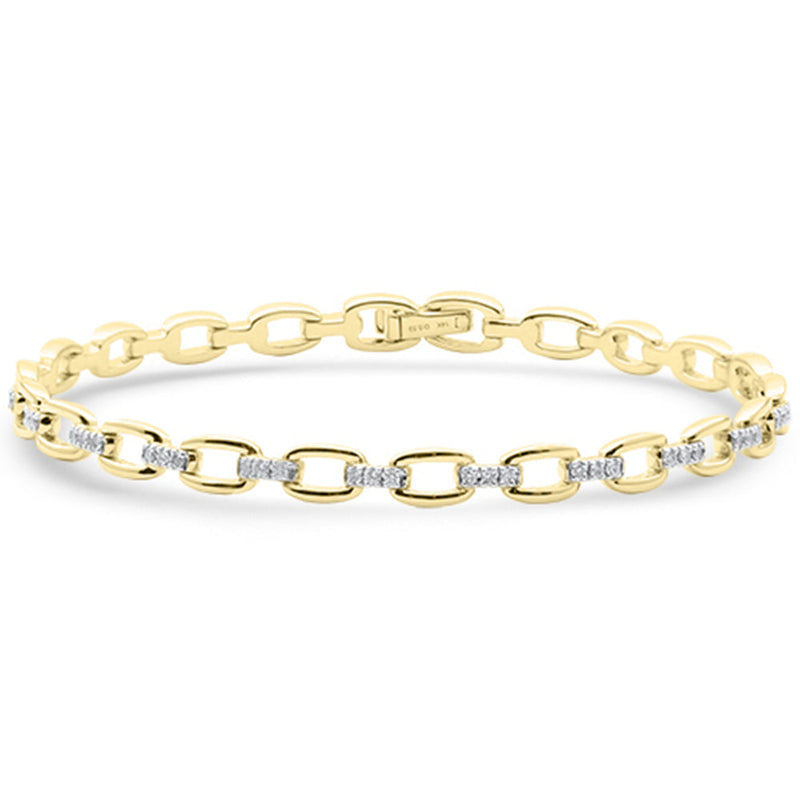 SPECIAL! .49ct G SI 14kt Yellow Gold Diamond Square Link Bracelet 7.5" Long