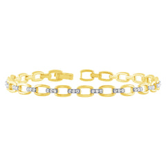 SPECIAL! .49ct G SI 14kt Yellow Gold Diamond Square Link Bracelet 7.5" Long