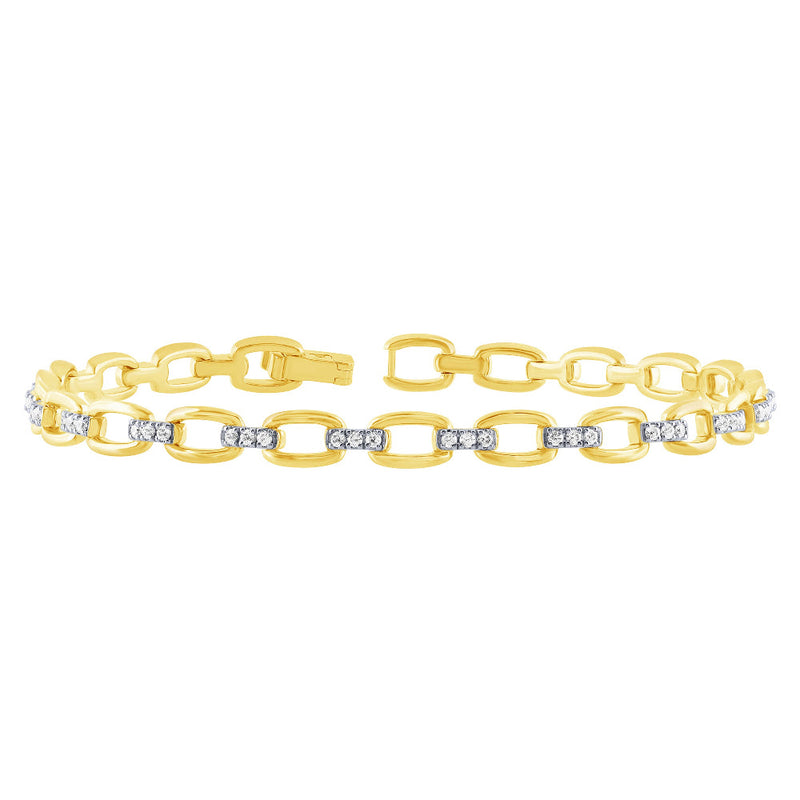 SPECIAL! .49ct G SI 14kt Yellow Gold Diamond Square Link Bracelet 7.5" Long