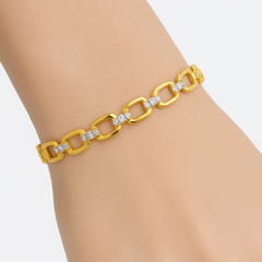 SPECIAL! .49ct G SI 14kt Yellow Gold Diamond Square Link Bracelet 7.5" Long