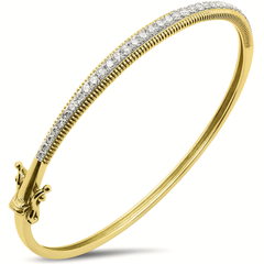 SPECIAL! 1.01ct G SI 14kt Yellow Gold Round Diamond Milgrain Bangle Bracelet