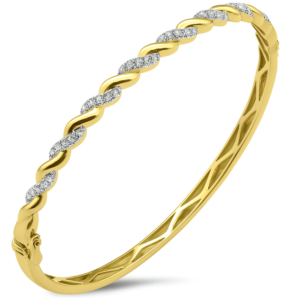 SPECIAL! .49ct G SI 14kt Yellow Gold Round Diamond Braided Design Bangle Bracelet