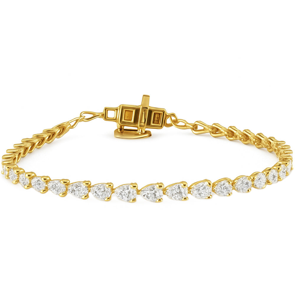 SPECIAL! 3.43ct G SI 14kt Yellow Gold Pear Shape Diamond Tennis Bracelet 7" Long