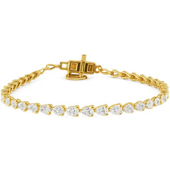 SPECIAL! 3.43ct G SI 14kt Yellow Gold Pear Shape Diamond Tennis Bracelet 7" Long
