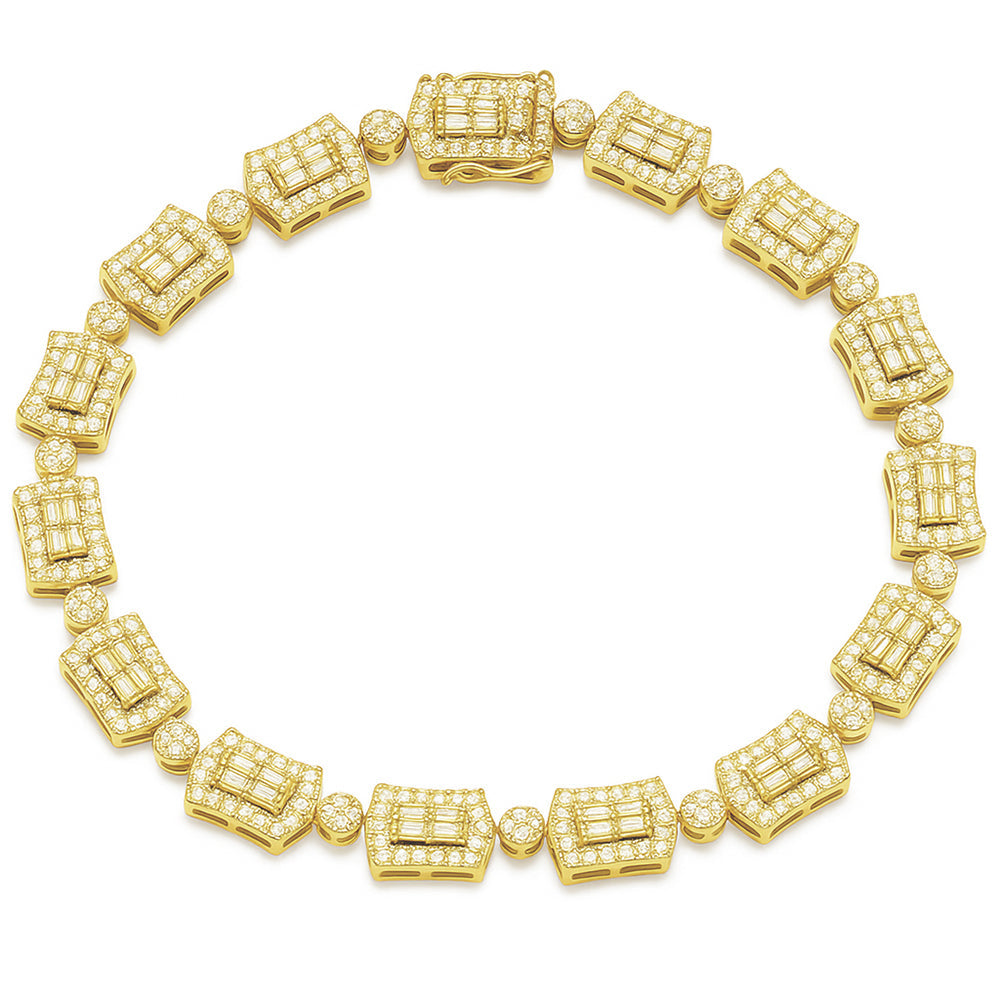 SPECIAL! 4.49ct G SI 14kt Yellow Gold Round & Baguette Diamond Bracelet 8.5" Long