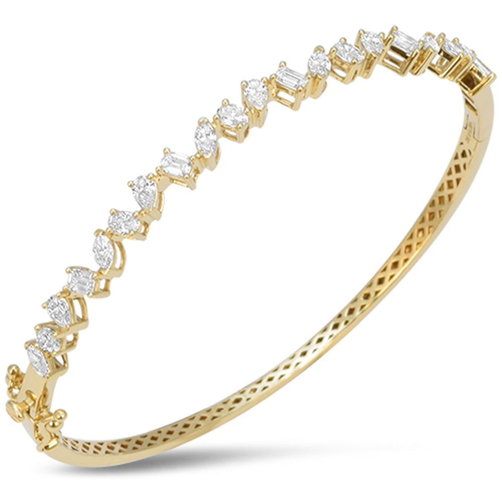 SPECIAL! 1.97ct G SI 14kt Yellow Gold Multi Shape Diamond Bangle Bracelet