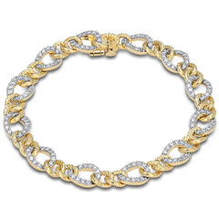 SPECIAL! 1.73ct G SI 14kt Yellow Gold Diamond Figaro Link Bracelet 7" Long