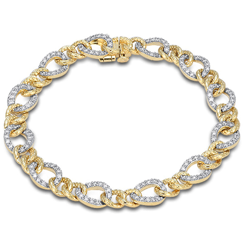 SPECIAL! 1.73ct G SI 14kt Yellow Gold Diamond Figaro Link Bracelet 7" Long