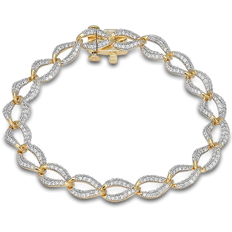 SPECIAL! 2.24ct G SI 14kt Yellow Gold Oval Link Diamond Bracelet 7" Long