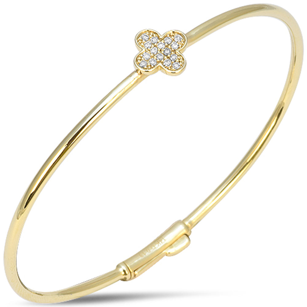 SPECIAL! .13ct G SI 14kt Yellow Gold Diamond Clover Bangle Bracelet