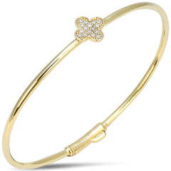 SPECIAL! .13ct G SI 14kt Yellow Gold Diamond Clover Bangle Bracelet