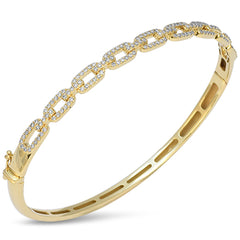 SPECIAL! .60ct G SI 14kt Yellow Gold Paperclip Link Design Diamond Modern Bangle Bracelet