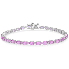 SPECIAL! 5.32ct G SI 14kt White Gold Diamond & Pink Sapphire Gemstone Tennis Bracelet 7" Long
