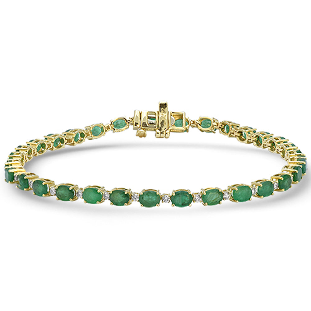 SPECIAL! 5.62ct G SI 14kt Yellow Gold Diamond & Emerald Gemstone Tennis Bracelet 7" Long