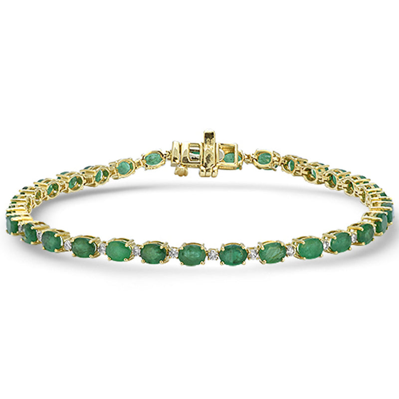 SPECIAL! 5.62ct G SI 14kt Yellow Gold Diamond & Emerald Gemstone Tennis Bracelet 7" Long
