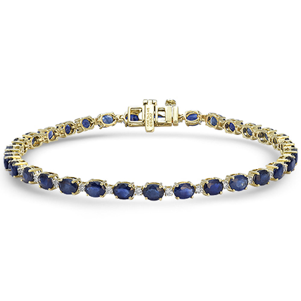 SPECIAL! 6.92ct G SI 14kt Yellow Gold Diamond & Blue Sapphire Gemstone Tennis Bracelet 7" Long