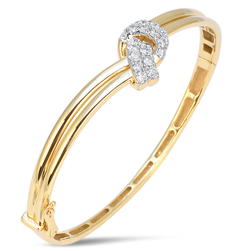 SPECIAL! .98ct G SI 14kt Yellow Gold Diamond Knot Bangle Bracelet