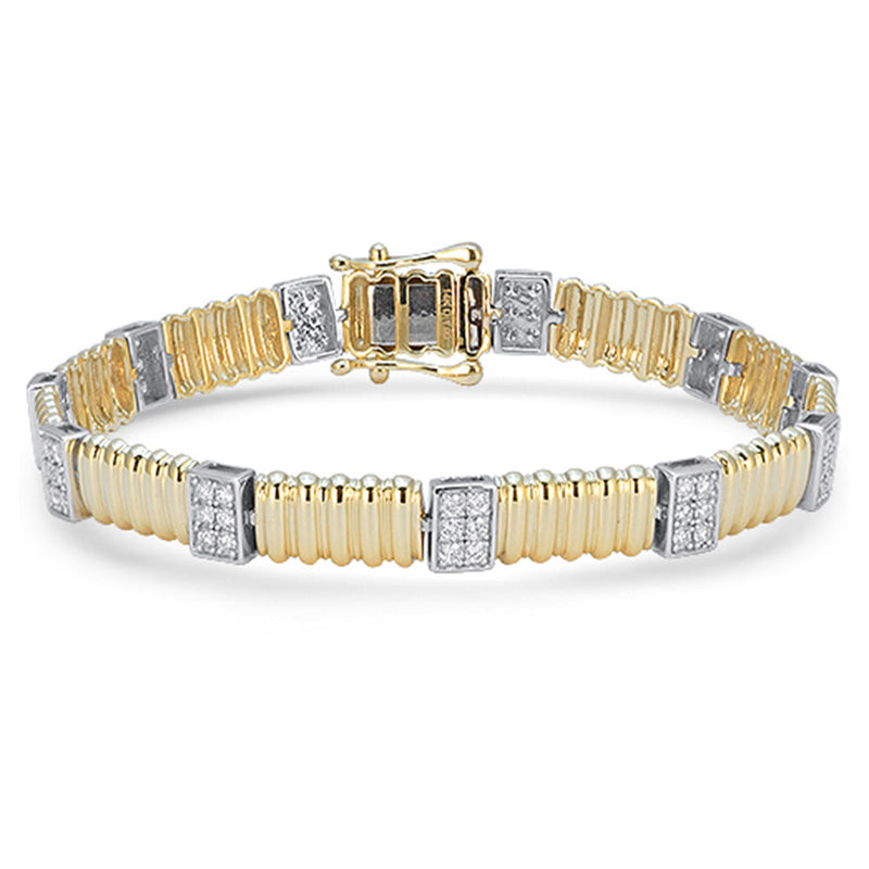 SPECIAL! .96ct G SI 14kt Yellow Gold Round Diamond Aurora Bracelet 7" Long