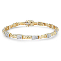 SPECIAL! .97ct G SI 14kt Yellow Gold Round Diamond Modern Bracelet 7" Long