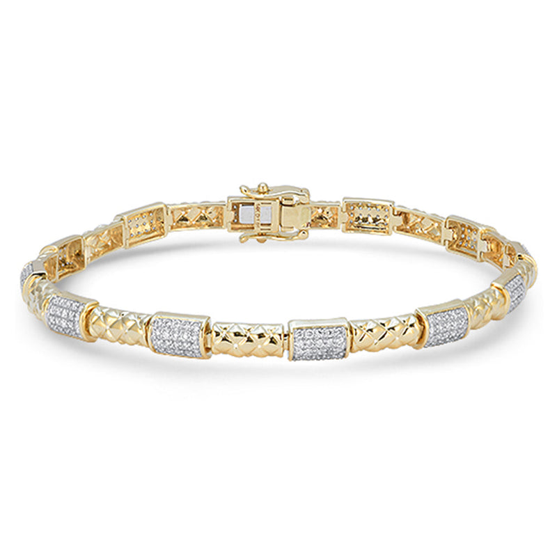 SPECIAL! .97ct G SI 14kt Yellow Gold Round Diamond Modern Bracelet 7" Long