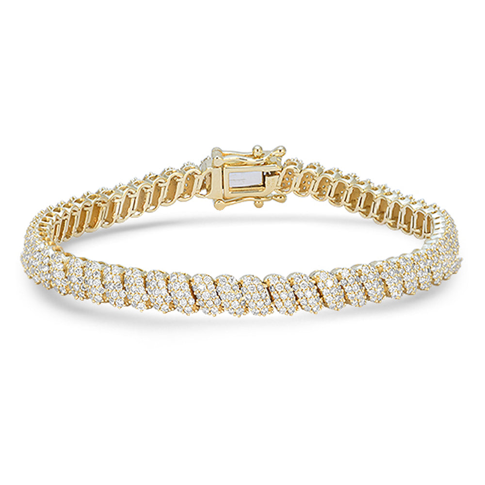 SPECIAL! 3.25ct G SI 14kt Yellow Gold Round Diamond Bracelet 7" Long