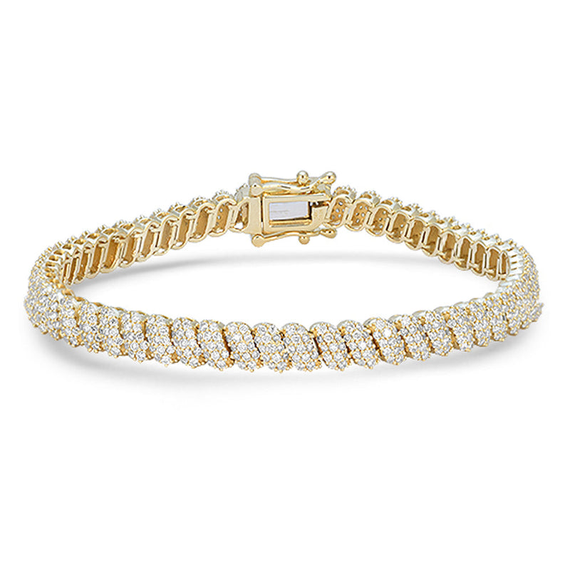 SPECIAL! 3.25ct G SI 14kt Yellow Gold Round Diamond Bracelet 7" Long