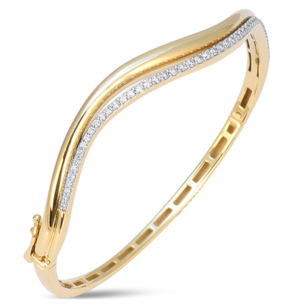 SPECIAL! .50ct G SI 14kt Yellow Gold Diamond Modern Wave Design Bangle Bracelet