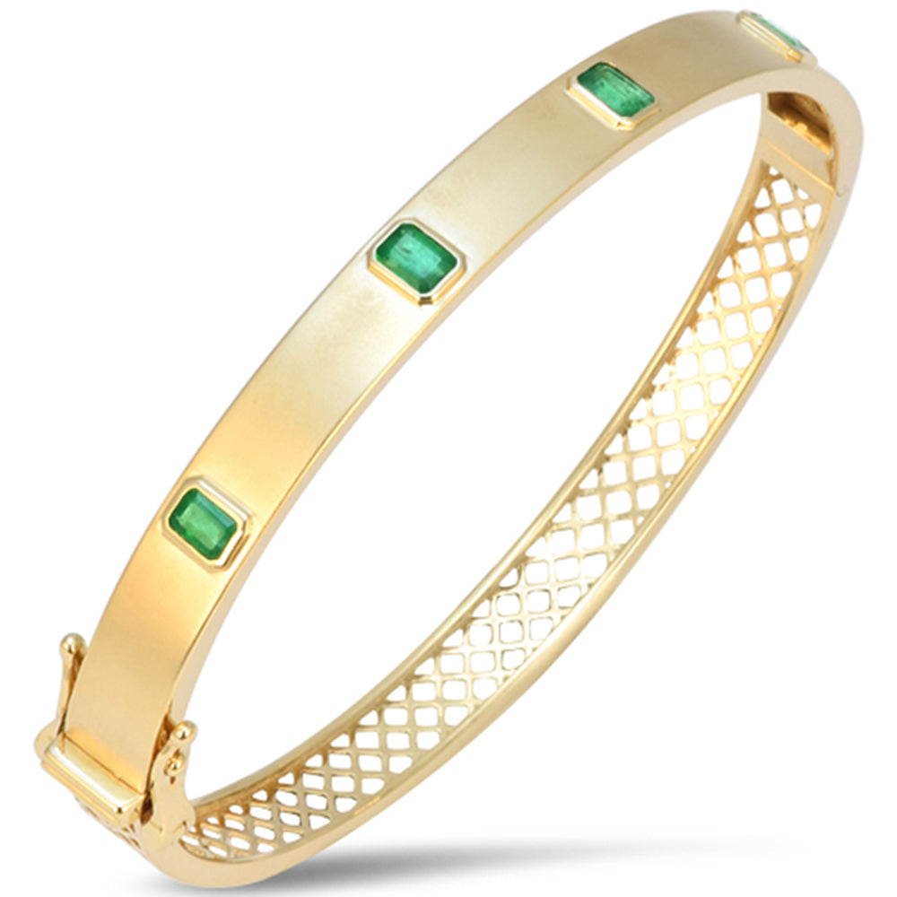 SPECIAL! 1.00ct 14kt Yellow Gold Emerald Gemstone Bangle Bracelet