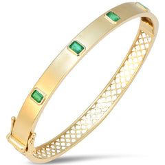 SPECIAL! 1.00ct 14kt Yellow Gold Emerald Gemstone Bangle Bracelet