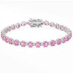SPECIAL! 7.13ct G SI 14kt White Gold Diamond & Pink Sapphire Gemstone Bracelet 7" Long