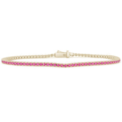 SPECIAL! 1.77ct G SI 14K Yellow Gold Natural Pink Sapphire Tennis Bracelet 7"