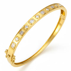 SPECIAL! 1.39ct G SI 14kt Yellow Gold Diamond Bezel Set Bangle Bracelet