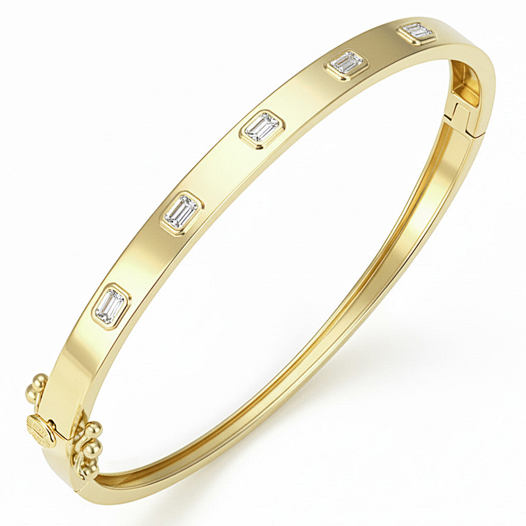 SPECIAL! .66ct G SI 14kt Yellow Gold Diamond Bezel Set Bangle Bracelet