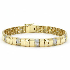 SPECIAL! 1.33ct G SI 14kt Yellow Gold Diamond Modern Flexible Bangle Bracelet 7" Long