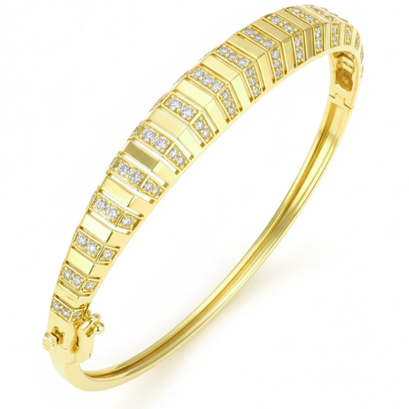 SPECIAL! 1.28ct G SI 14kt Yellow Gold Modern Diamond Bangle Bracelet