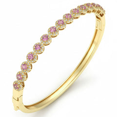SPECIAL! 2.12ct G SI 14kt Yellow Gold Diamond & Pink Sapphire Gemstone Bangle Bracelet