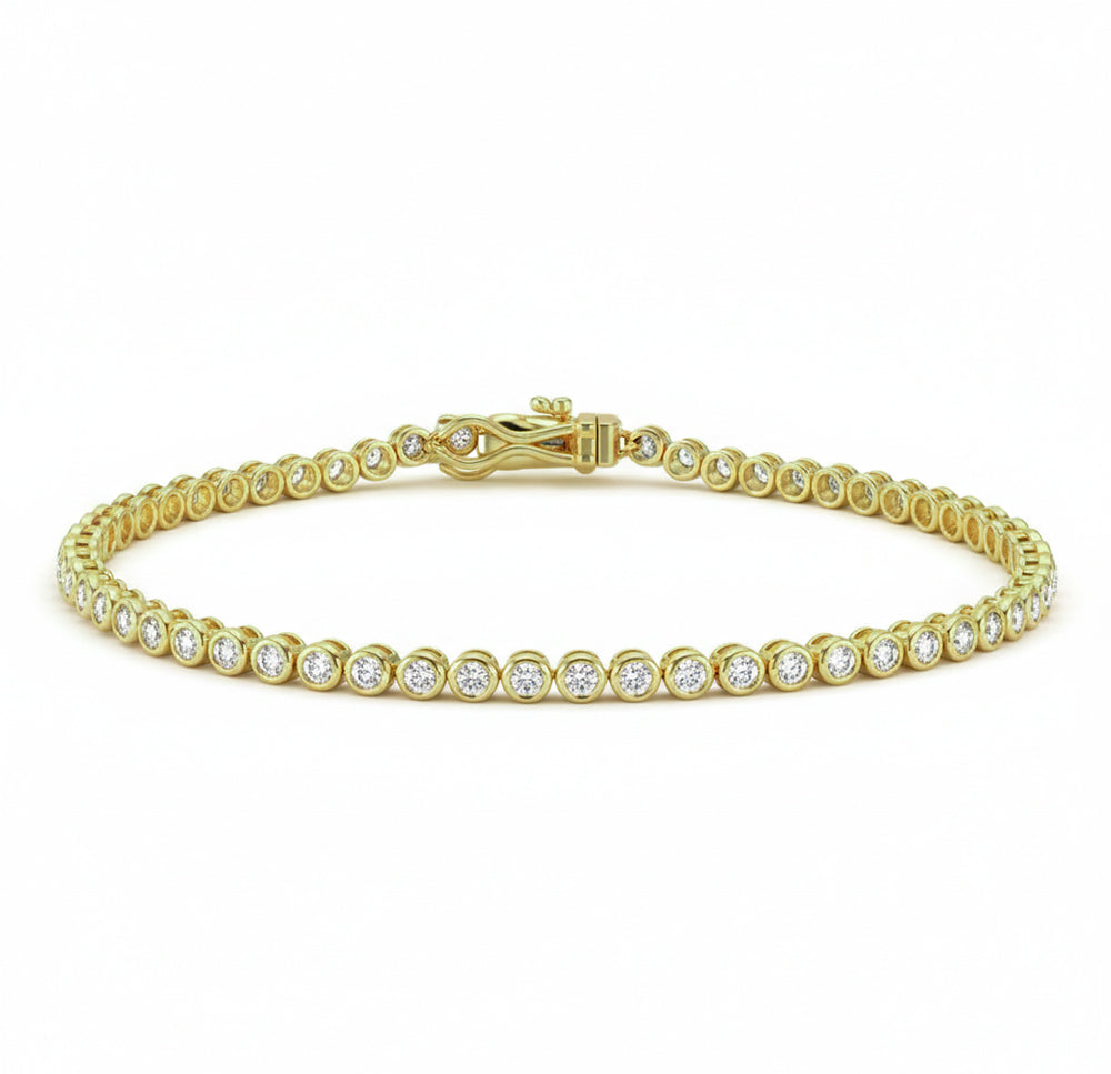 SPECIAL! 1.44ct G SI 14kt Yellow Gold Diamond Bezel Set Bracelet 7" Long