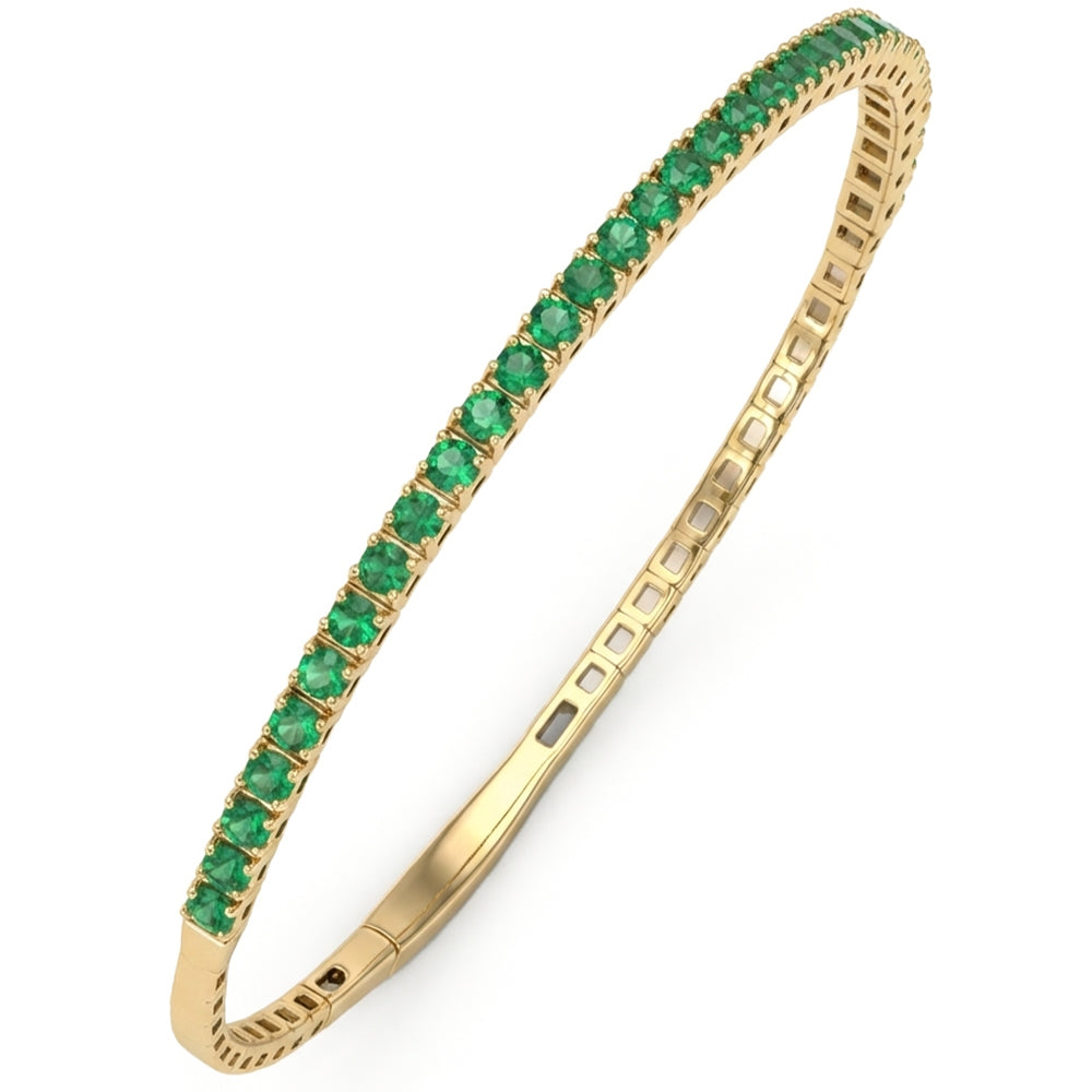 SPECIAL! 1.73ct G SI 14kt Yellow Gold Emerald Gemstone Bangle Bracelet 56mm