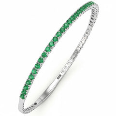 SPECIAL! 1.73ct G SI 14kt White Gold Emerald Gemstone Bangle Bracelet 56mm