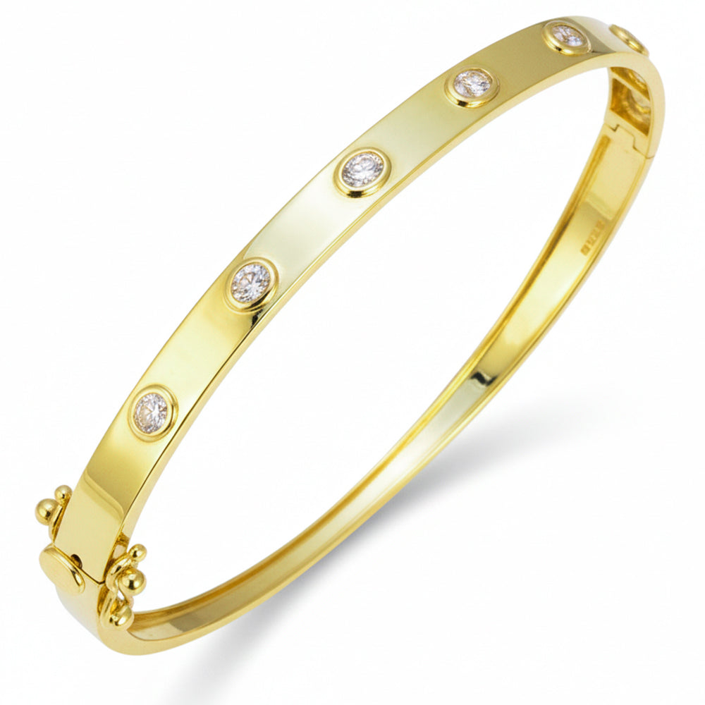SPECIAL! .50ct G SI 14kt Yellow Golld Oval Diamond Bezel Set Bangle Bracelet