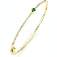 SPECIAL! .52ct G SI 14kt Yellow Gold Diamond & Emerald Gemstone Bangle Bracelet