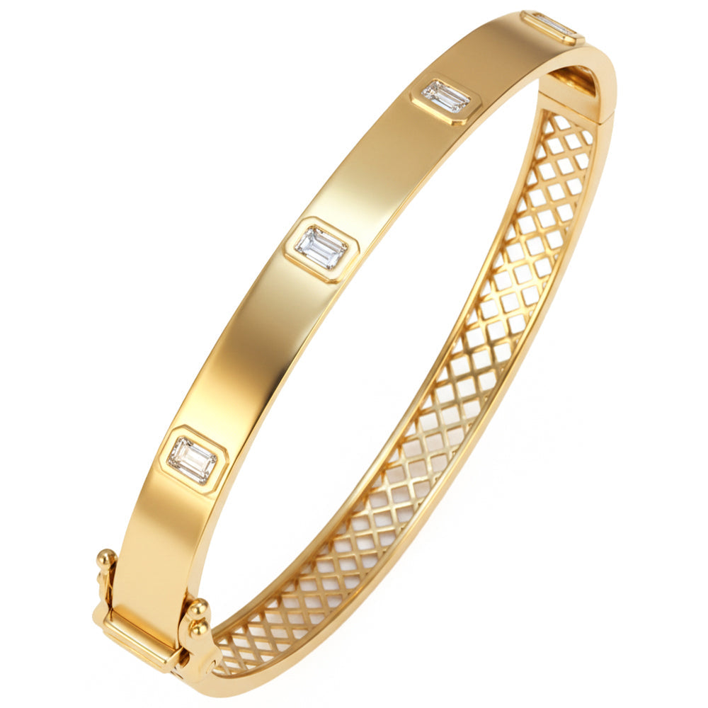 SPECIAL! .75ct G SI 14kt Yellow Gold Diamond Bezel Set Bangle Bracelet