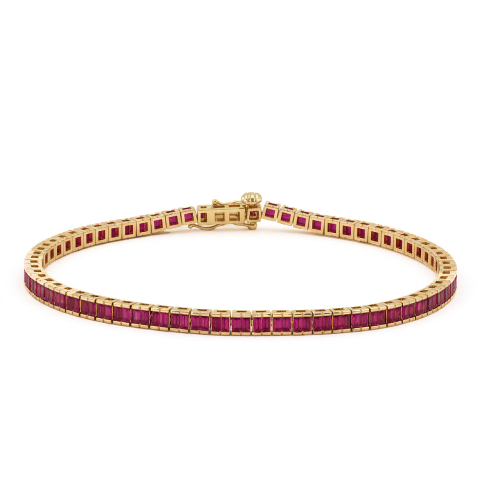 2.68ct G SI 14kt Yellow Gold Ruby Gemstone Bracelet 6.5" Long