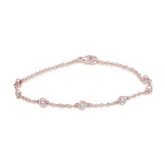 DIAMOND CLOSEOUT! .22ct G SI 14k Rose Gold Diamond by the Yard Station Bracelet 7" Long